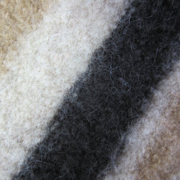 Vtg Lands End Women Plus 16 Beige Brown Ivory Boiled Wool Coat Jacket Pockets - Picture 9 of 12